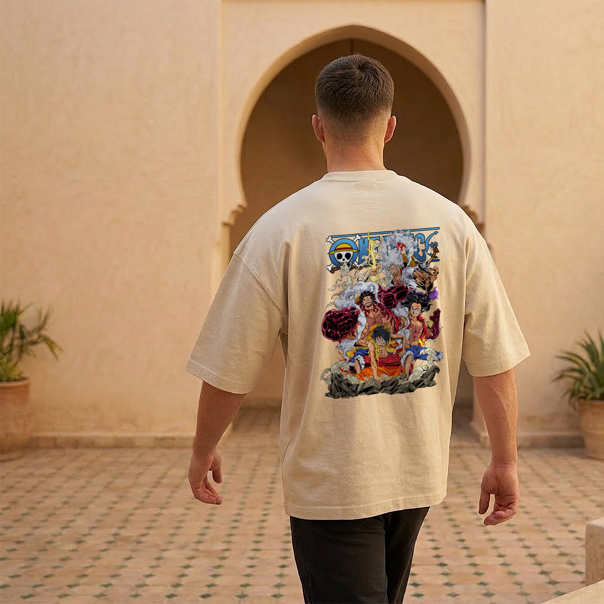 T-shirt oversize Luffy 5 Gears beige 